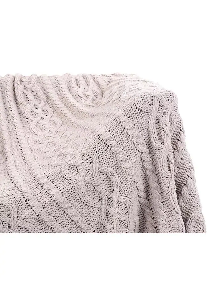 Вязаное роскошное одеяло из синели Happycare Textiles — изображение 3 из 7, светлый серый