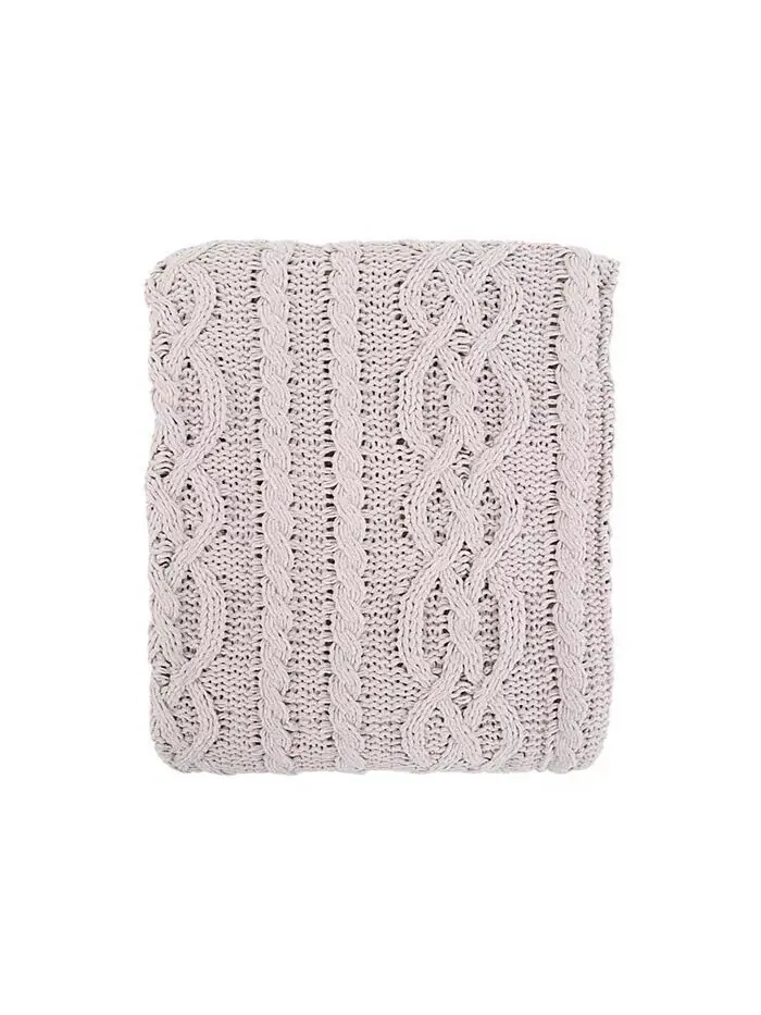 Вязаное роскошное одеяло из синели Happycare Textiles — изображение 6 из 7, светлый серый