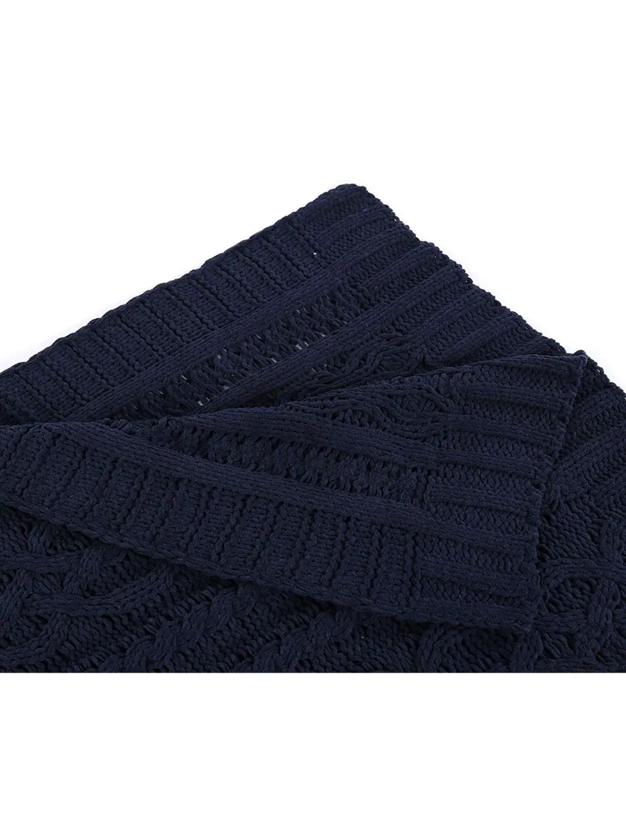 Вязаный роскошный плед из синели от Happycare Textiles, 51 x 67 дюймов Battilo — изображение 3 из 5, темно-синий