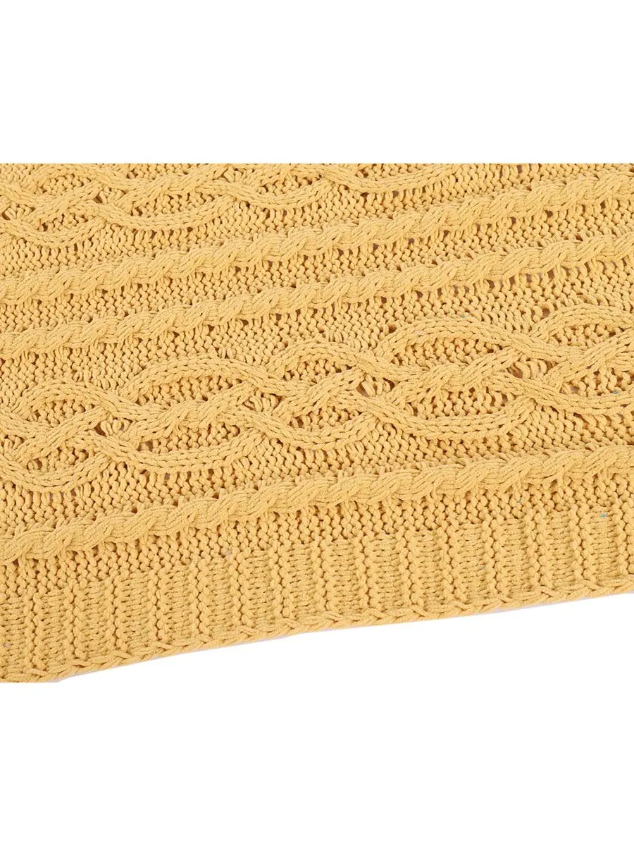 Вязаный роскошный плед из синели от Happycare Textiles, 51 x 67 дюймов Battilo — изображение 4 из 7, желтый