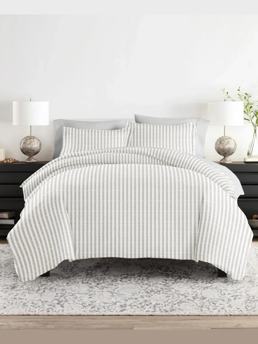 Комплект из 8 предметов с одеялом и пододеяльником с узором, Full ienjoy Home — изображение 1 из 8, светлый серый