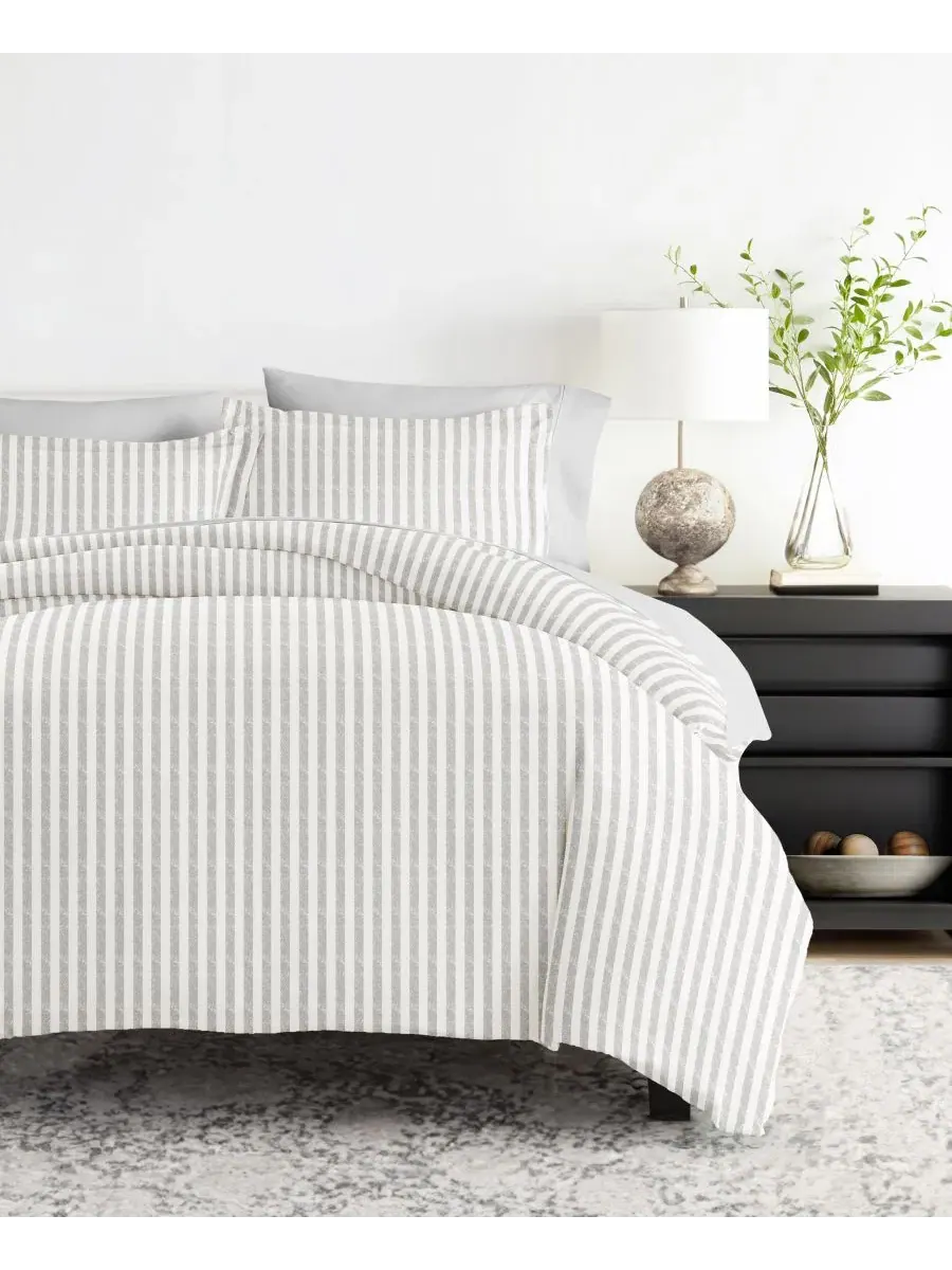 Комплект из 8 предметов с одеялом и пододеяльником с узором, Full ienjoy Home — изображение 2 из 8, светлый серый