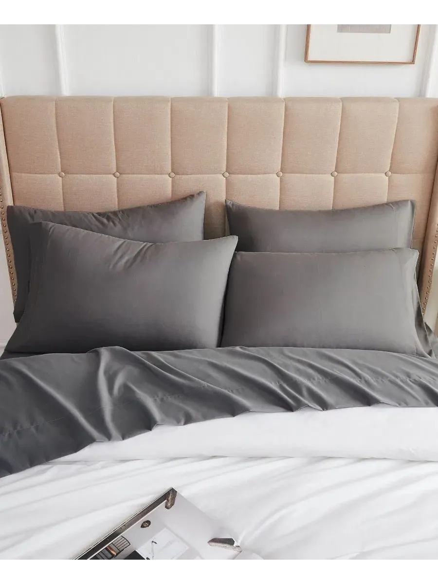 Комплект постельного белья с простыней на резинке, 6 предметов, Queen Southshore Fine Linens — изображение 3 из 5, серый