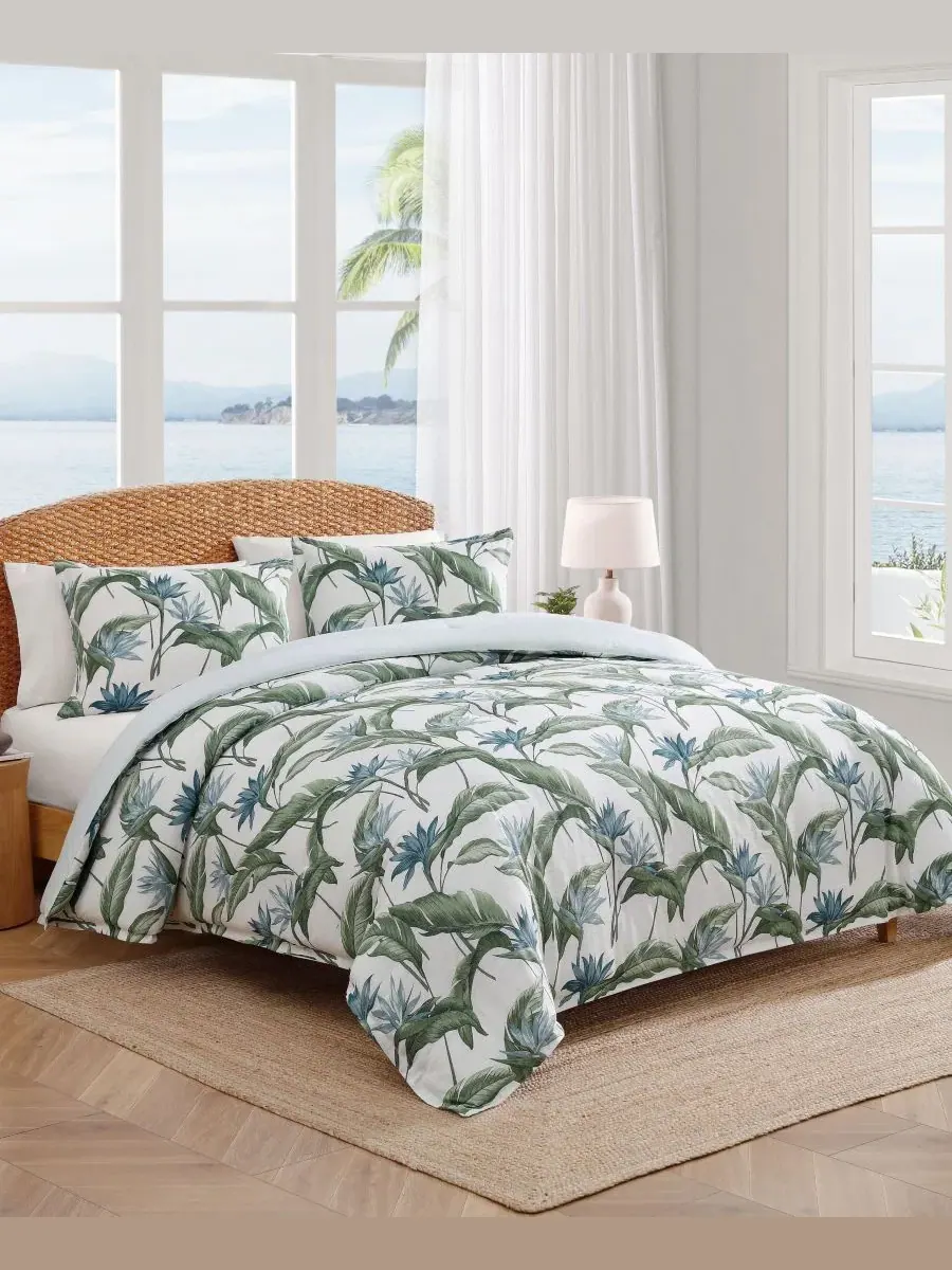 Комплект постельного белья с принтом Birds of Paradise Tommy Bahama Home — изображение 2 из 8, синий зеленый
