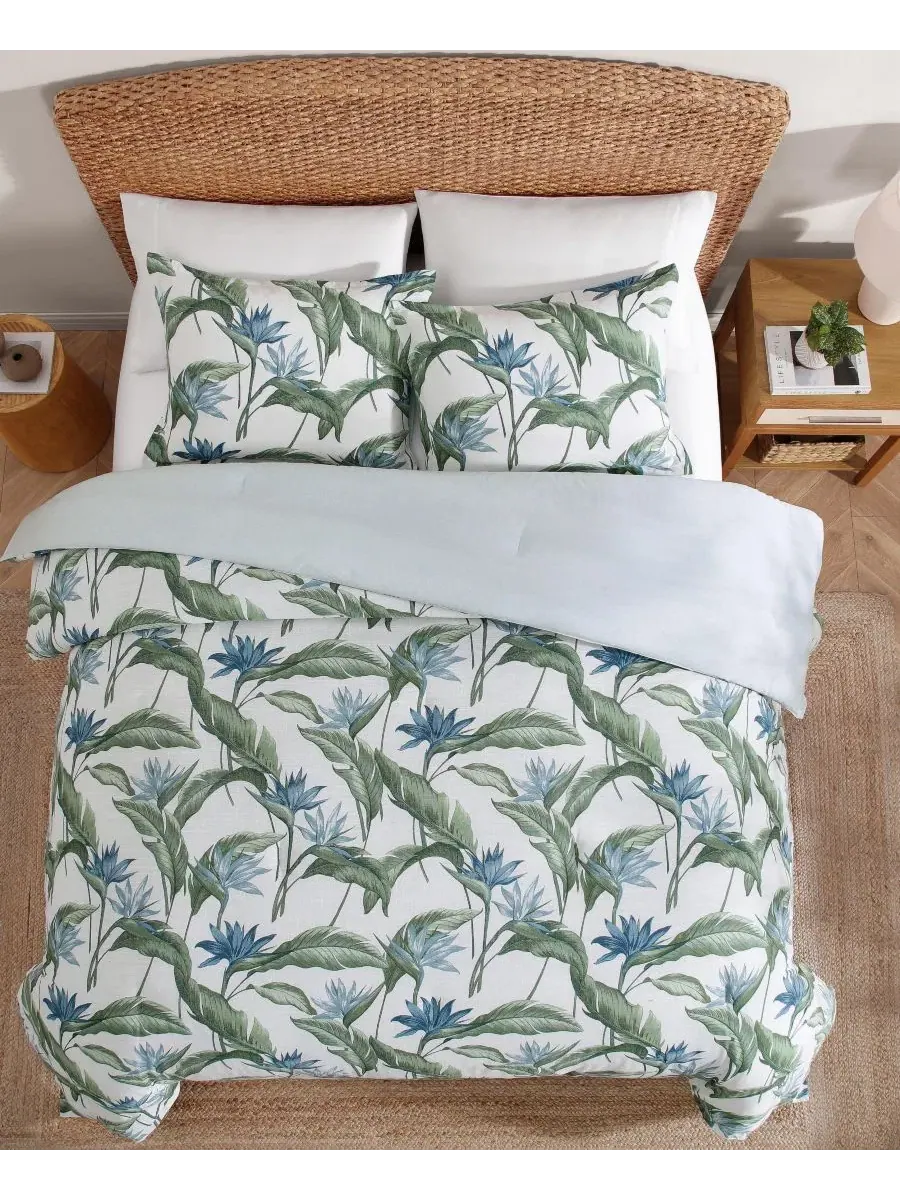 Комплект постельного белья с принтом Birds of Paradise Tommy Bahama Home — изображение 3 из 8, синий зеленый