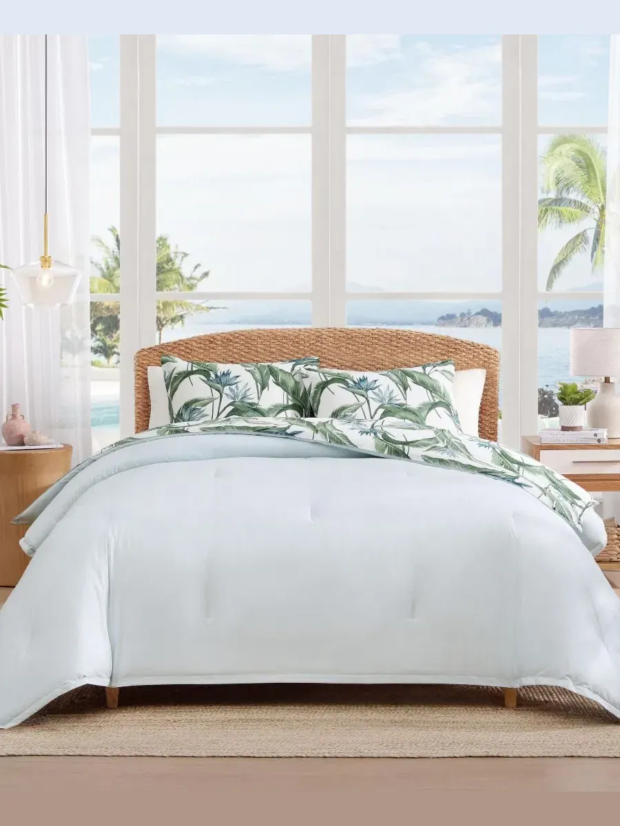 Комплект постельного белья с принтом Birds of Paradise Tommy Bahama Home — изображение 4 из 8, синий зеленый