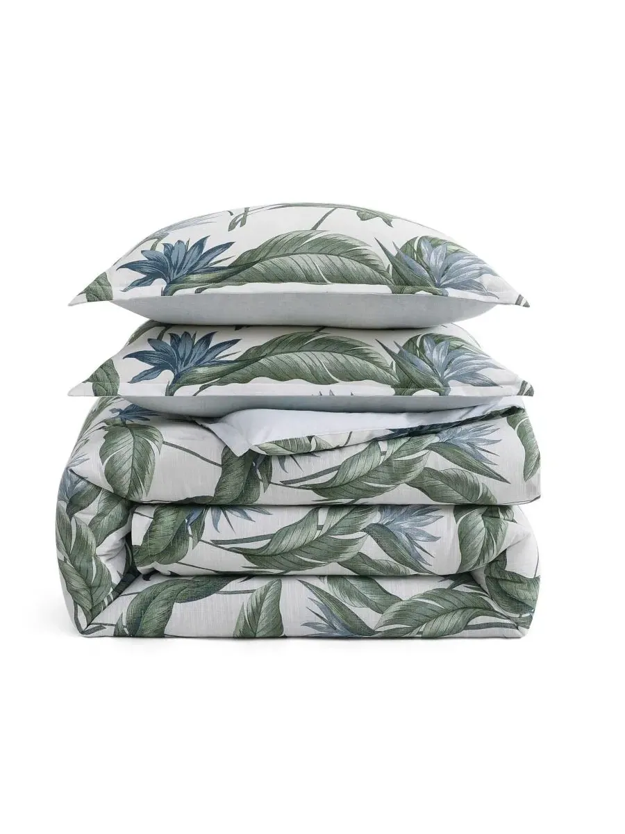 Комплект постельного белья с принтом Birds of Paradise Tommy Bahama Home — изображение 7 из 8, синий зеленый