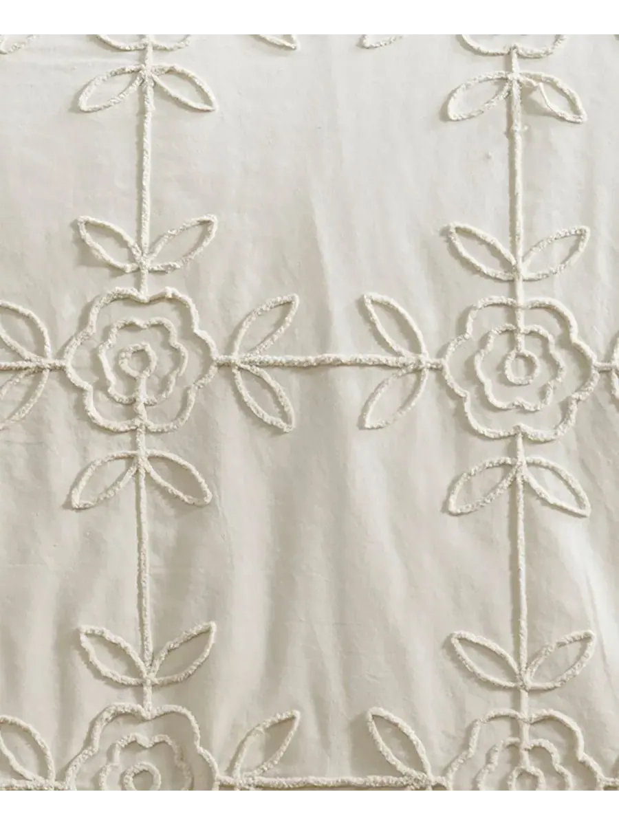 Комплект постельного белья с вышивкой шенилл Trellis Rose Peri Home — изображение 7 из 7, белый