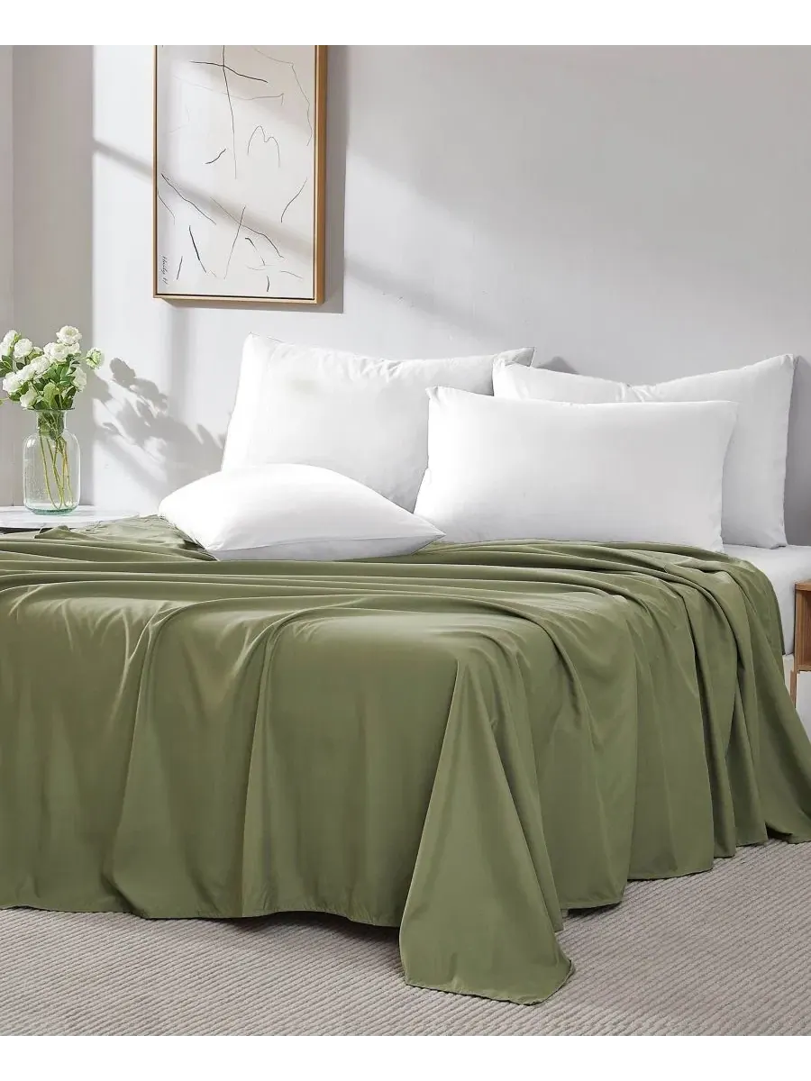 Комплект простыней 2 шт. 284×259 см, мягкая, Vilano Premium Ultra Soft 2-Pack Flat Sheet Set — изображение 3 из 5, зеленый