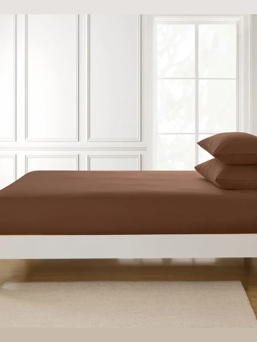 Простыня на резинке 1500 нитей Twin XL Sweet Home Collection — изображение 2 из 4, коричневый
