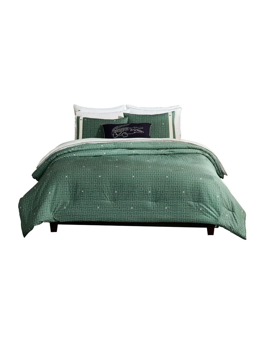 Комплект постельного белья Heritage Geo Cotton из 3 предметов, размер Full/Queen Lacoste Home — изображение 2 из 7, зеленый