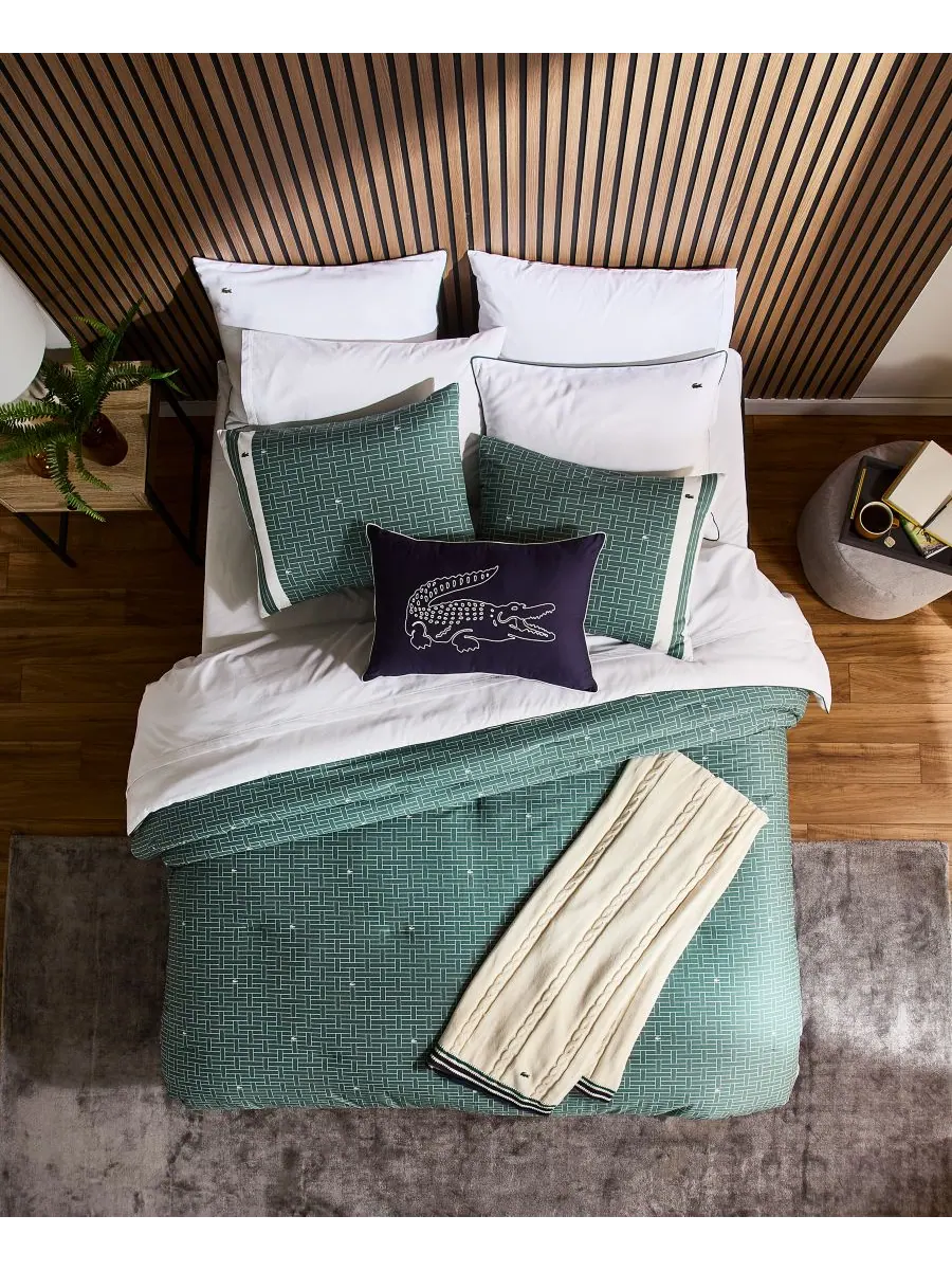 Комплект постельного белья Heritage Geo Cotton из 3 предметов, размер Full/Queen Lacoste Home — изображение 3 из 7, зеленый