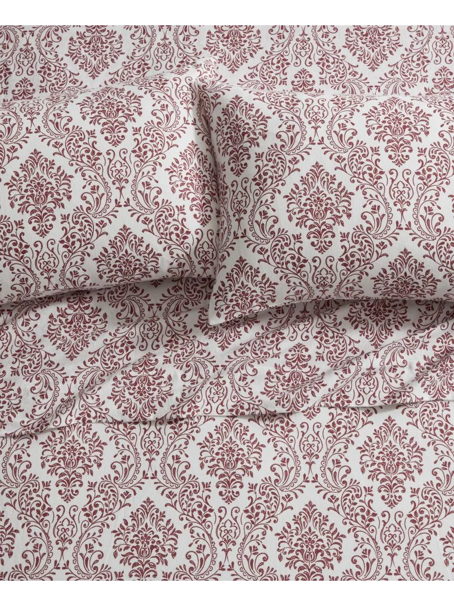 Комплект постельного белья Home Damask из 100% хлопковой фланели, 4 предмета, размер Queen Tahari — изображение 2 из 6, белый