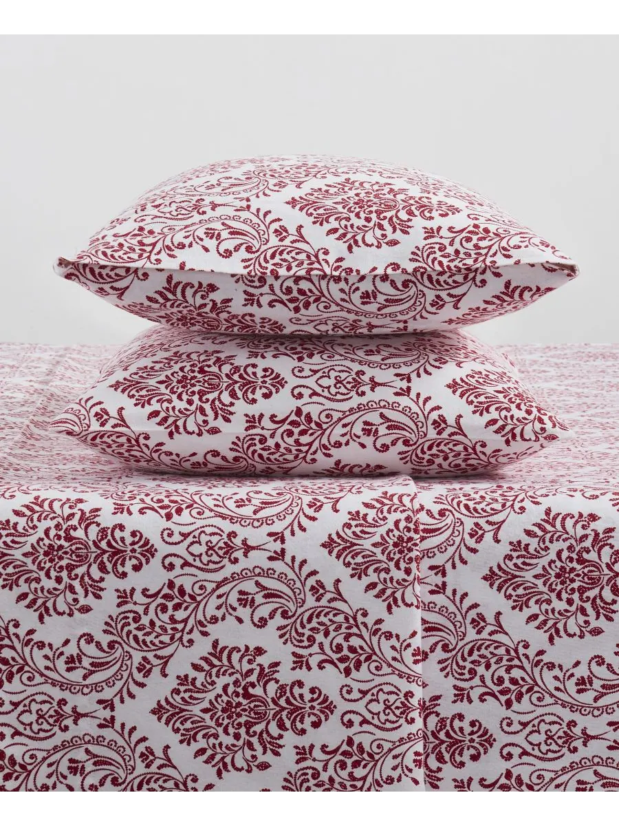 Комплект постельного белья Home Damask из 100% хлопковой фланели, 4 предмета, размер Queen Tahari — изображение 4 из 6, белый