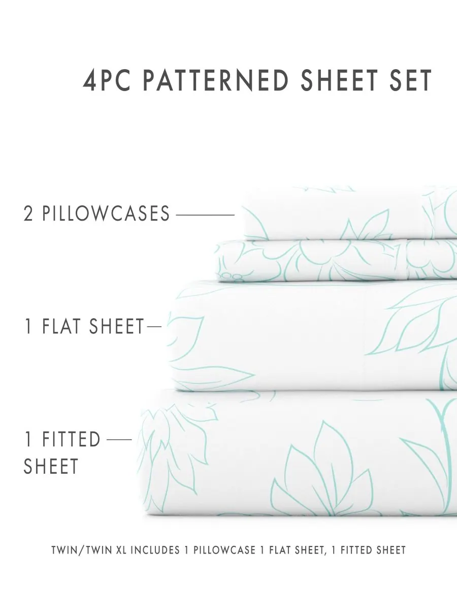 Комплект постельного белья Timeless Classics Premium Ultra Soft Pattern из 4 предметов, размер — изображение 4 из 5, голубой