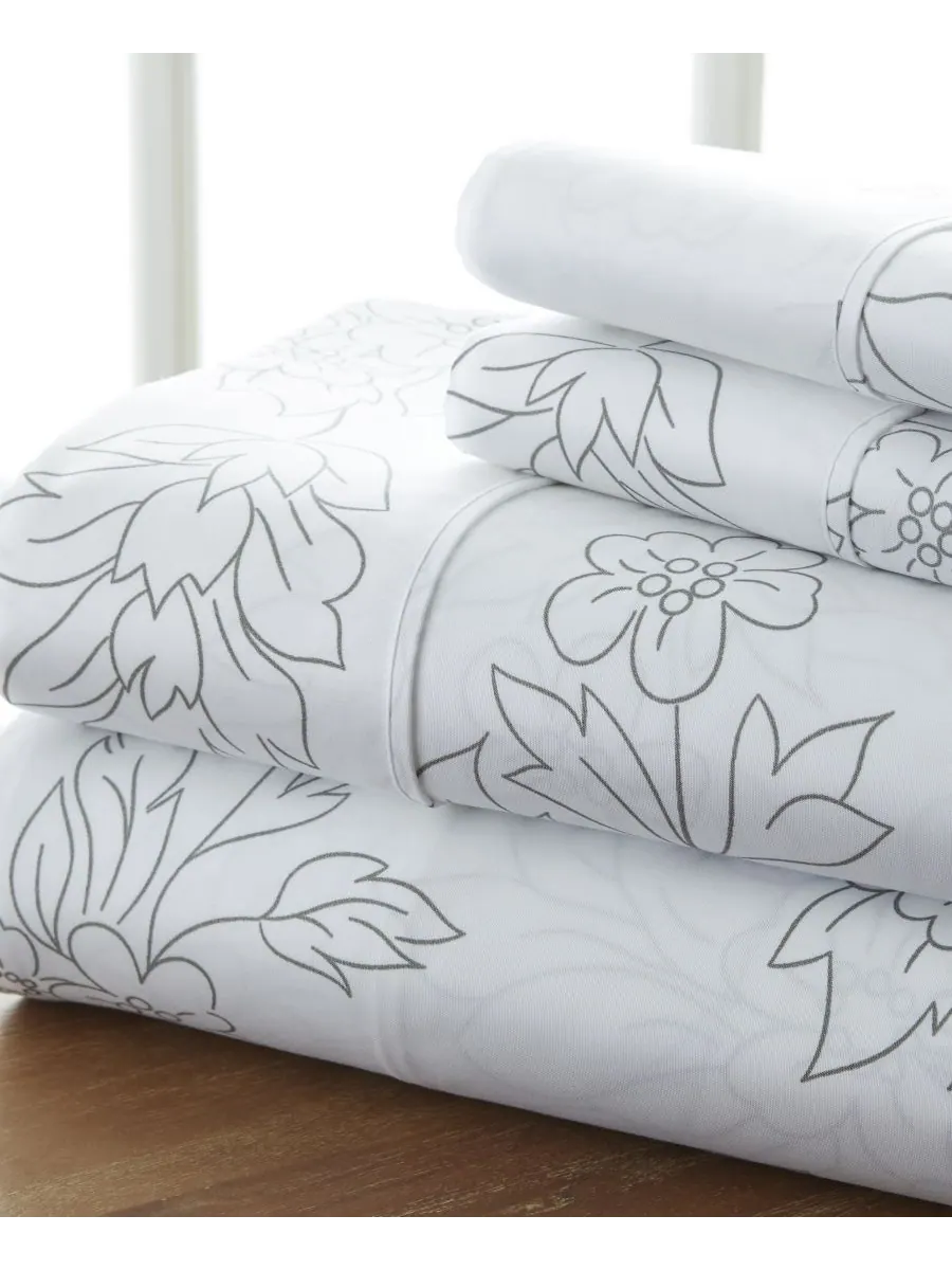 Комплект постельного белья Timeless Classics Premium Ultra Soft Pattern из 4 предметов, размер — изображение 1 из 10, серый