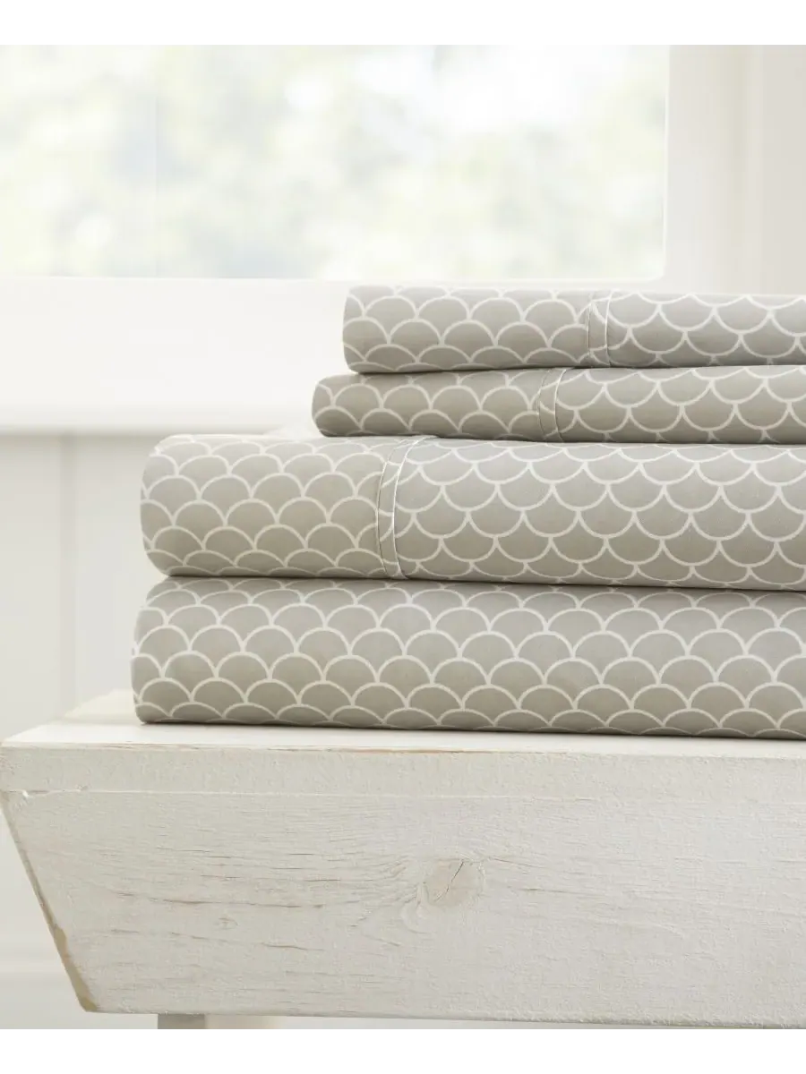 Комплект постельного белья Farmhouse Chic Premium Ultra Soft Pattern из 4 предметов, размер — изображение 1 из 10, серый
