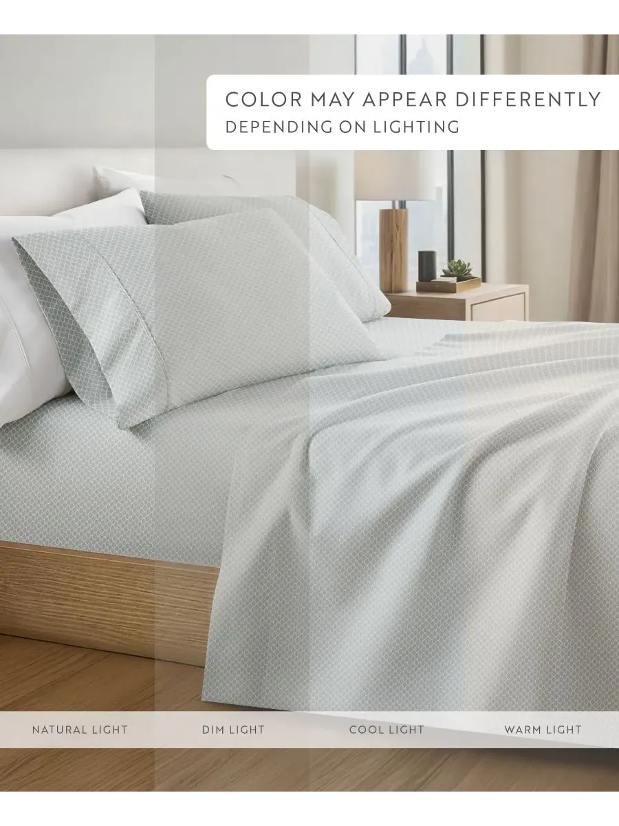 Комплект постельного белья Farmhouse Chic Premium Ultra Soft Pattern из 4 предметов, размер — изображение 10 из 10, серый