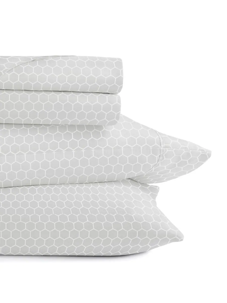 Комплект постельного белья Farmhouse Chic Premium Ultra Soft Pattern из 4 предметов, размер — изображение 3 из 10, серый