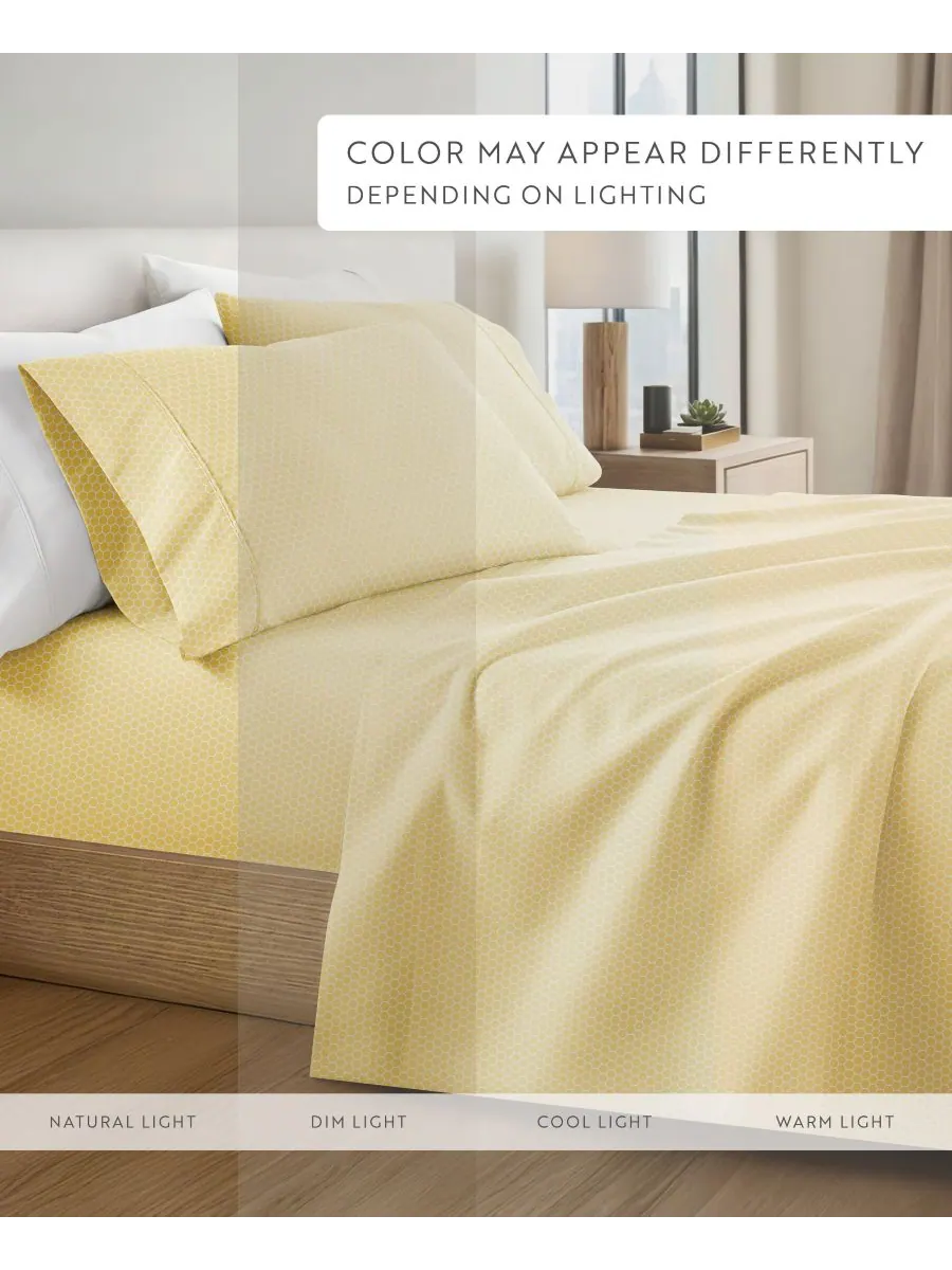 Комплект постельного белья Farmhouse Chic Premium Ultra Soft Pattern из 4 предметов, размер — изображение 10 из 10, желтый