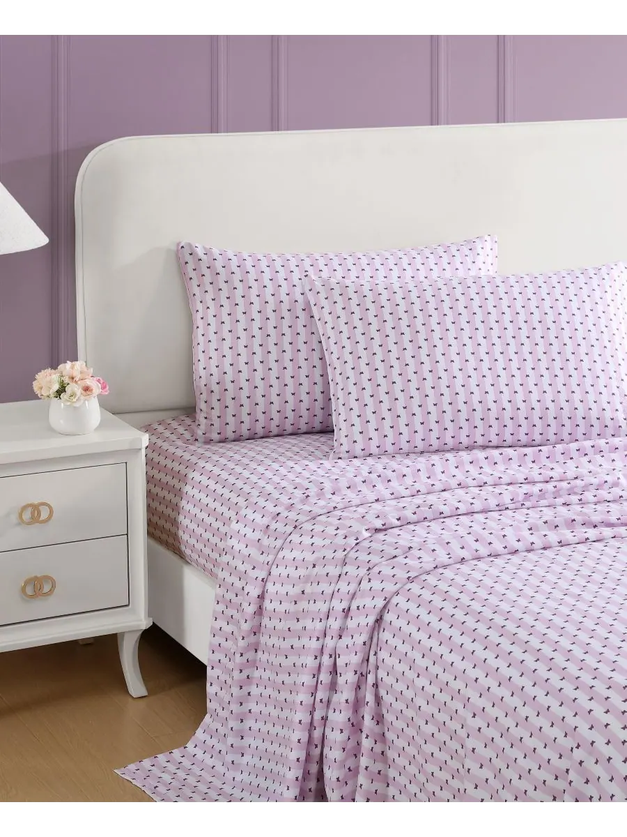 Комплект постельного белья из атласа, 4 предмета, размер King Betsey Johnson, Butterfly Stripe — изображение 3 из 5