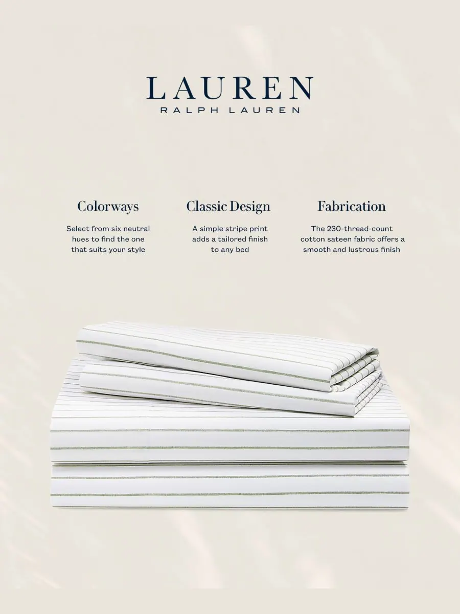 Комплект постельного белья Spencer Stripe, размер Queen Lauren Ralph Lauren — изображение 2 из 2, шалфейный