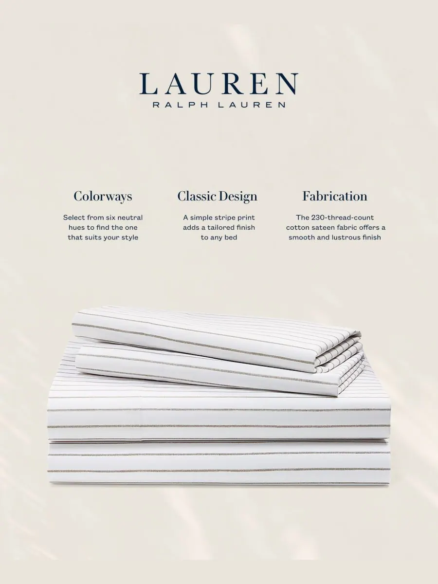 Комплект постельного белья Spencer Stripe, размер Queen Lauren Ralph Lauren — изображение 3 из 3, серый