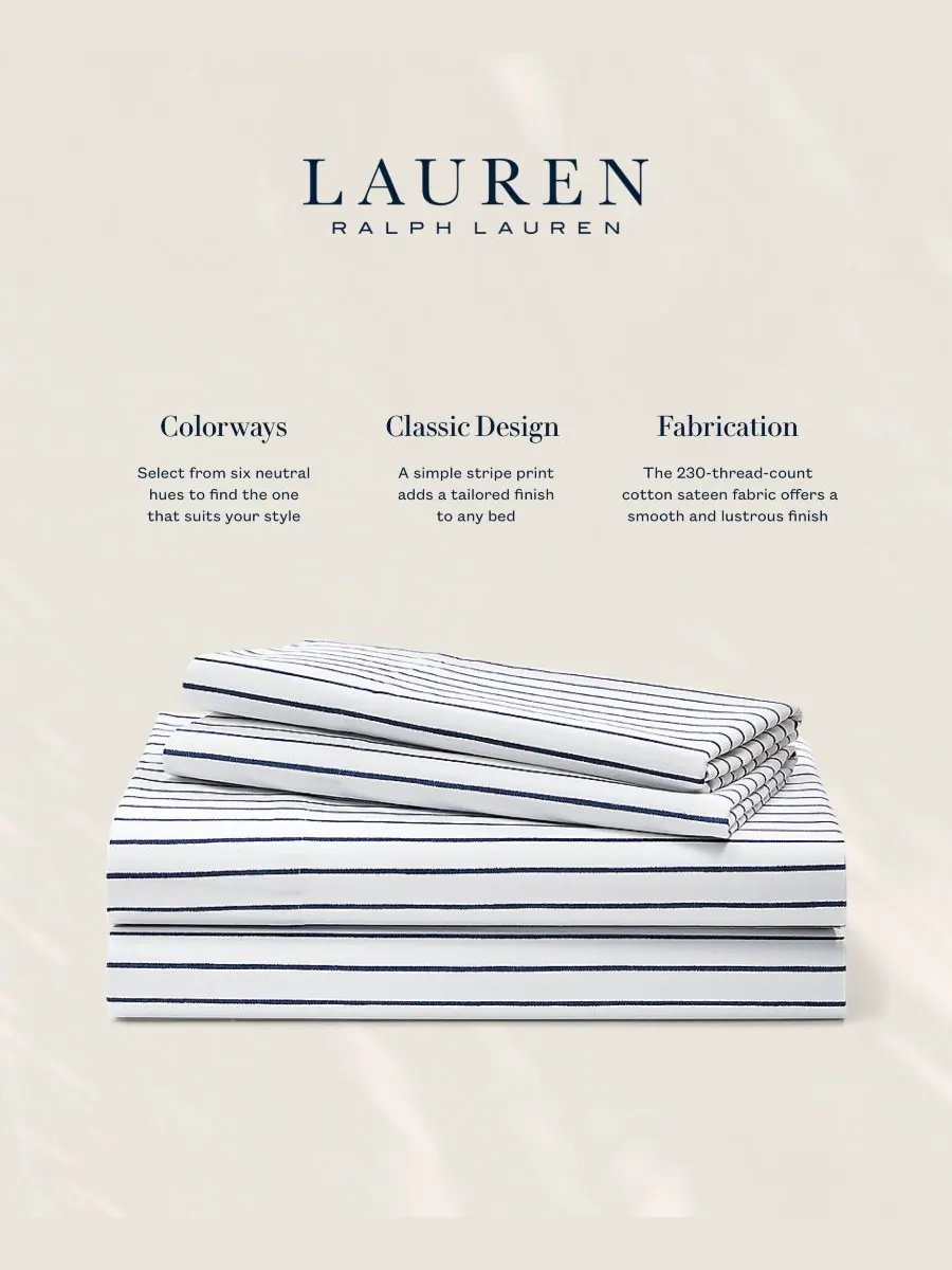 Комплект постельного белья Spencer Stripe, размер Queen Lauren Ralph Lauren — изображение 3 из 5, темно-синий