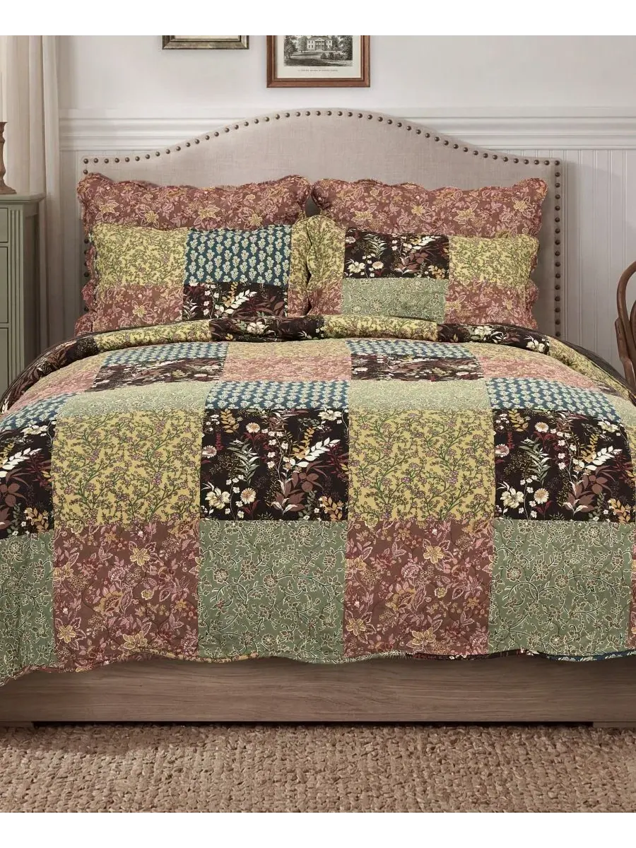 Комплект стеганого одеяла Hazel Reversible, 3 предмета, Full/Queen Greenland Home Fashions — мульти
