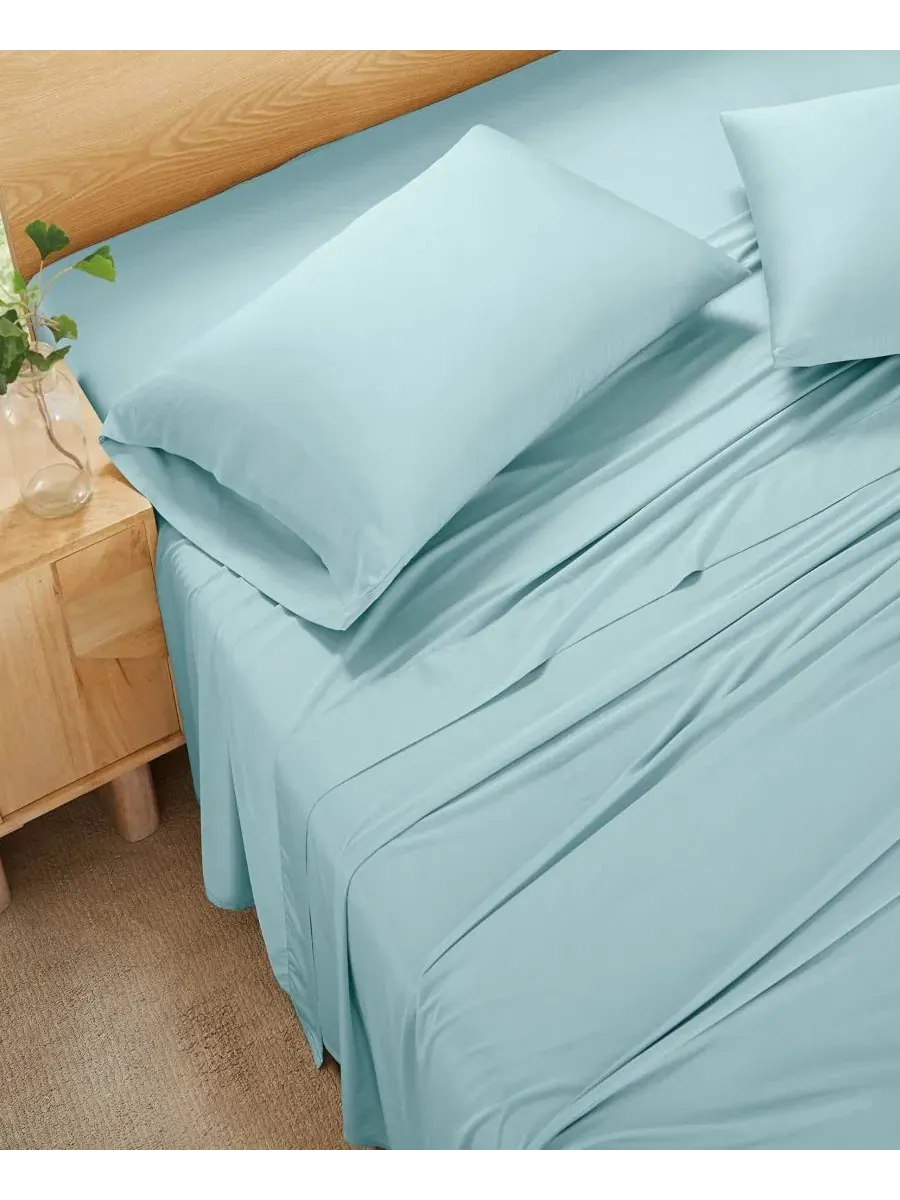 Комплект постельного белья из бамбукового вискозы, 4 предмета, модель 300-Thread Count Rayon from — изображение 2 из 6, синий