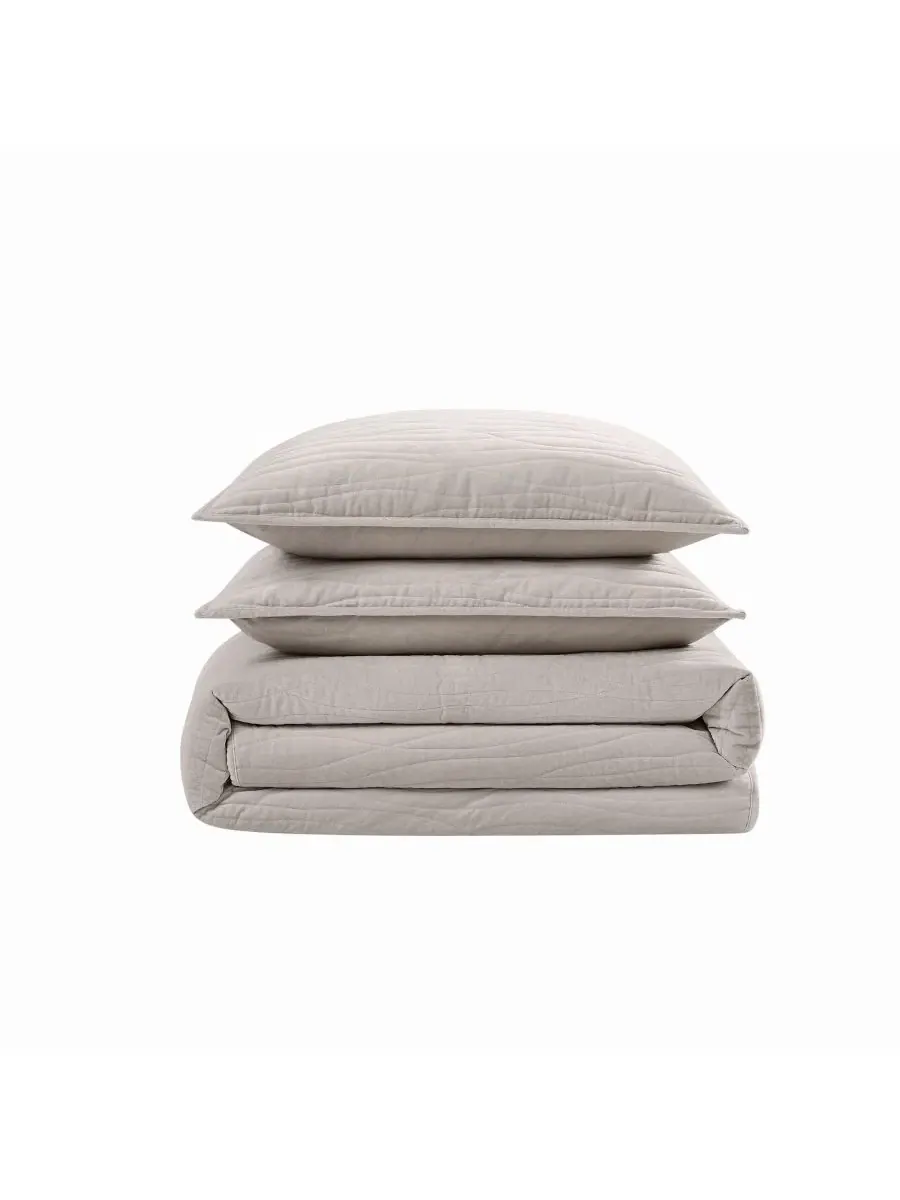 Комплект стеганого покрывала из вельвета Wavy Cotton Matte Velvet Royal Velvet — изображение 5 из 6, серый