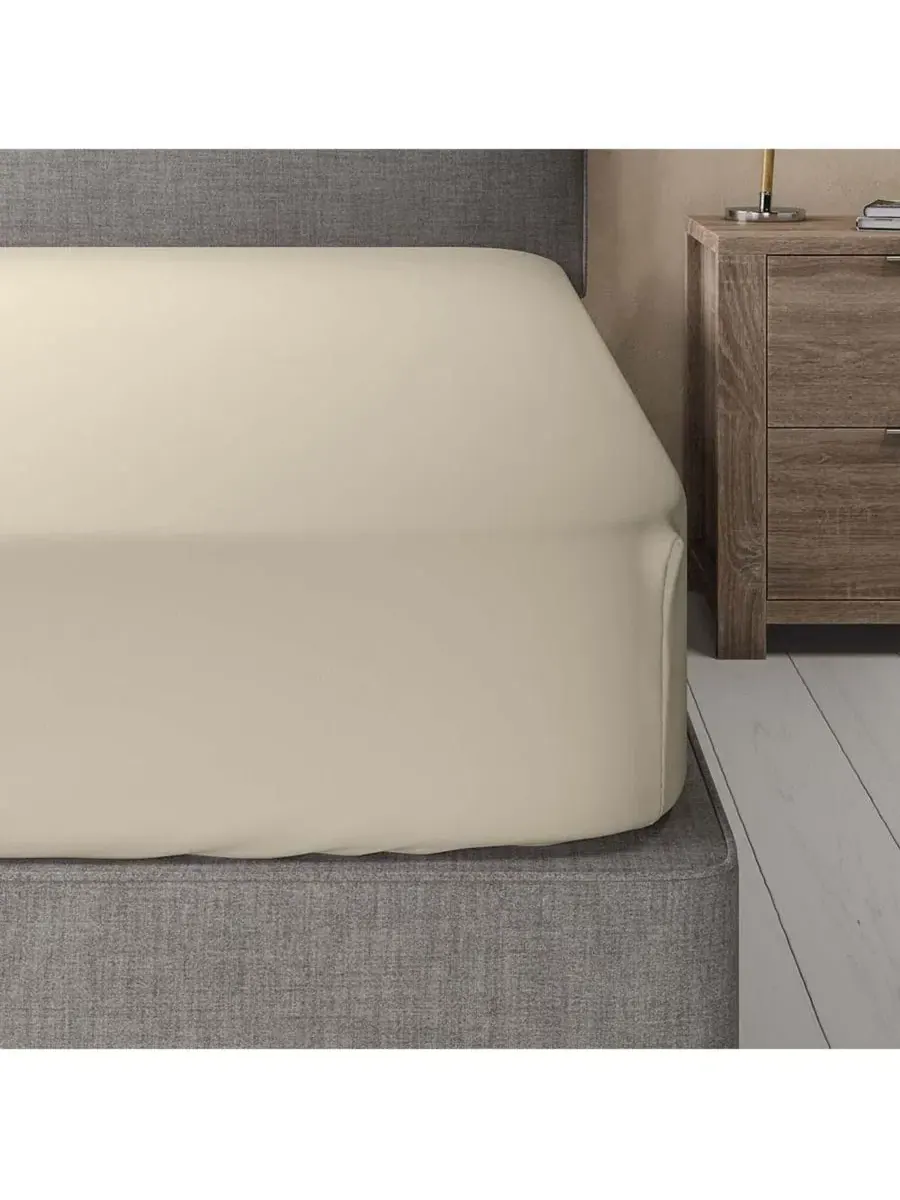 Простыня на резинке King, 60% бамбук, 40% хлопок Egyptian Linens — изображение 2 из 2, бежевый