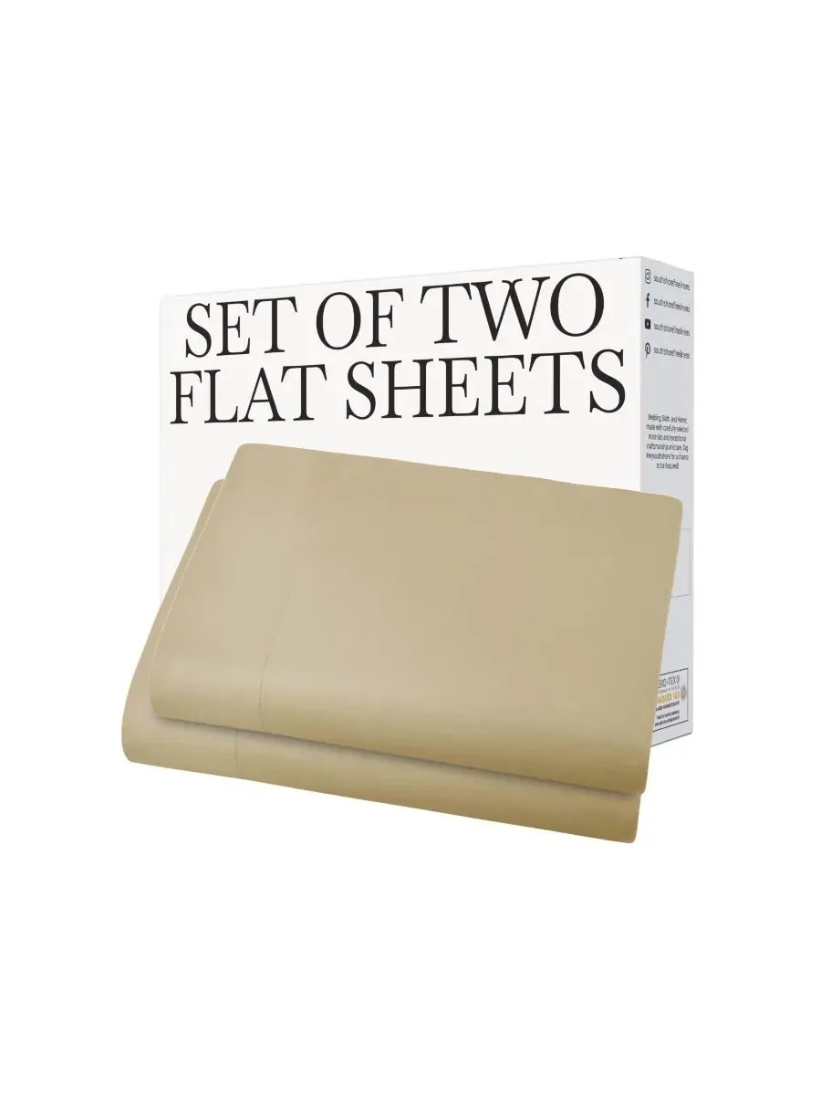 Комплект простыней Vilano Premium Ultra Soft 2-Pack Flat Sheet, Twin XL Southshore Fine Linens — изображение 4 из 5, бежевый