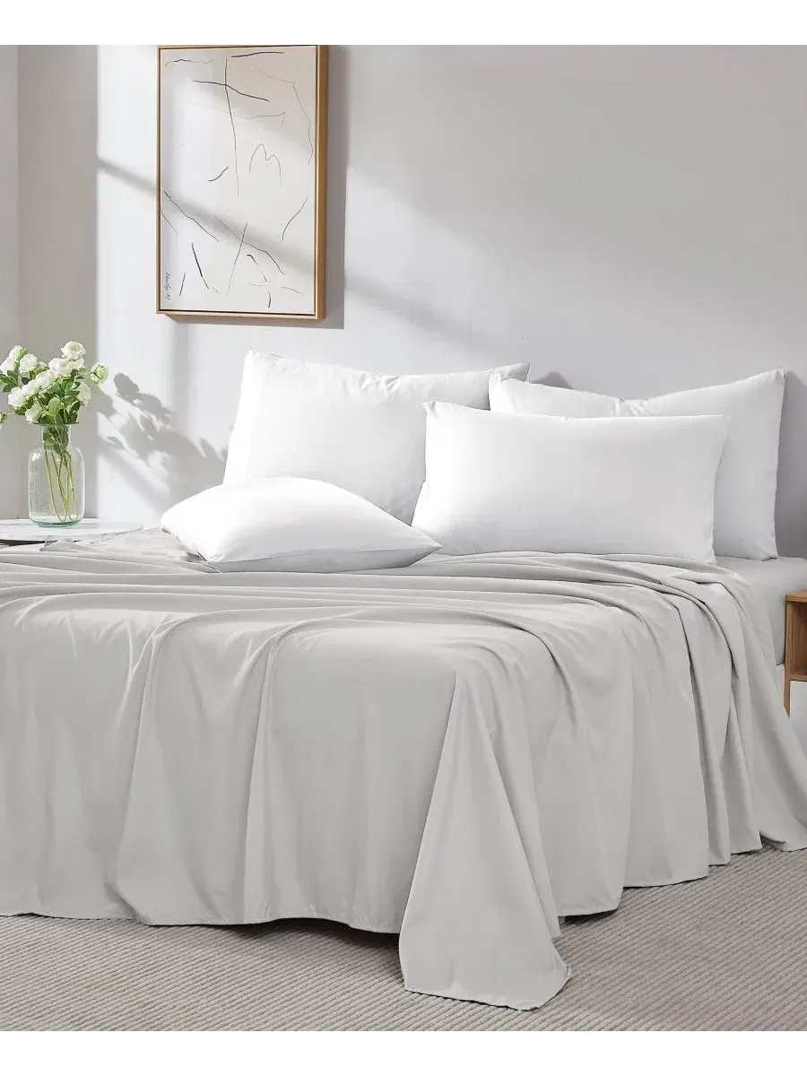 Комплект простыней Vilano Premium Ultra Soft, 2 шт, Twin XL Southshore Fine Linens — изображение 3 из 5, светлый серый