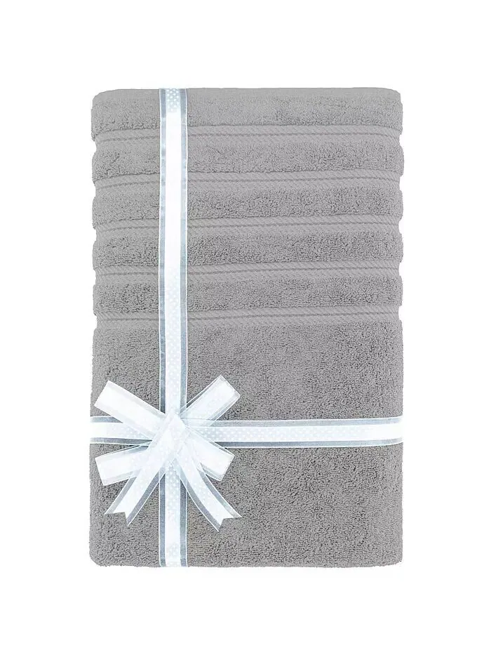 Большое банное полотенце American Soft Linen Edison Luxury из 100% турецкого хлопка — изображение 2 из 5, серый