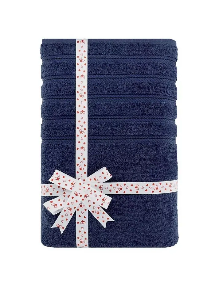 Большое банное полотенце American Soft Linen Edison Luxury из 100% турецкого хлопка — изображение 2 из 5, темно-синий