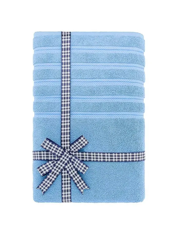 Большое банное полотенце American Soft Linen Edison Luxury из 100% турецкого хлопка — изображение 2 из 5, синий