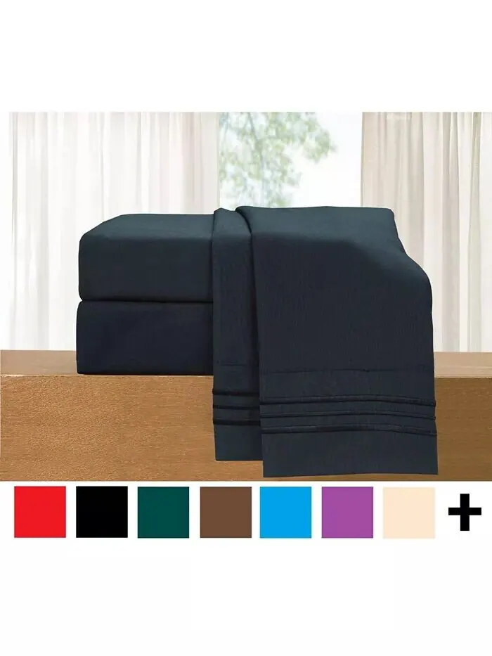 Роскошные наборы мягких однотонных простыней Elegant Comfort — изображение 3 из 8, черный