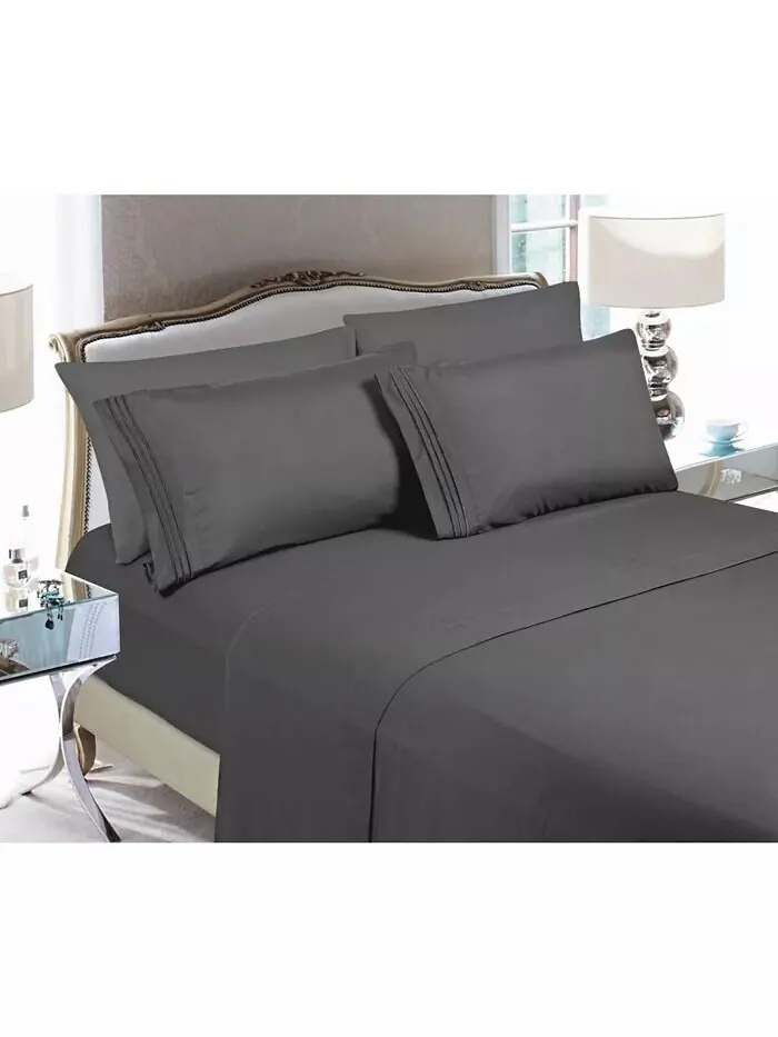 Роскошные наборы мягких однотонных простыней Elegant Comfort — изображение 1 из 9, серый