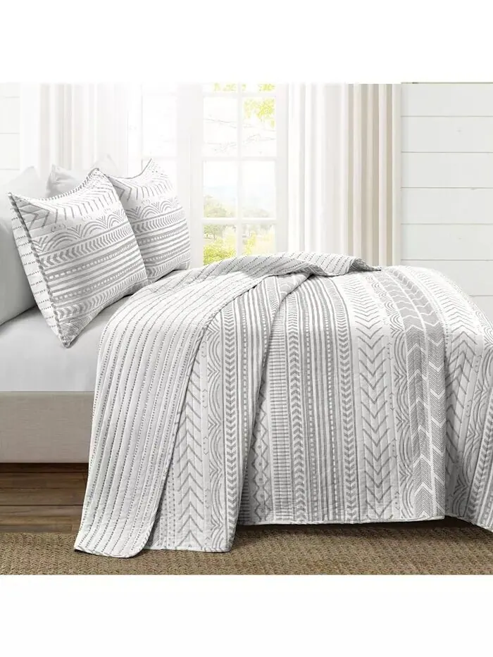 Комплект одеял Hygge Geo Lush Décor — изображение 7 из 8, серый белый