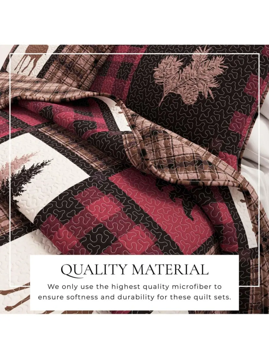 Комплект постельного белья Rustic Lodge All-Season из 3 предметов Linery & Co — изображение 2 из 8, красный/черный