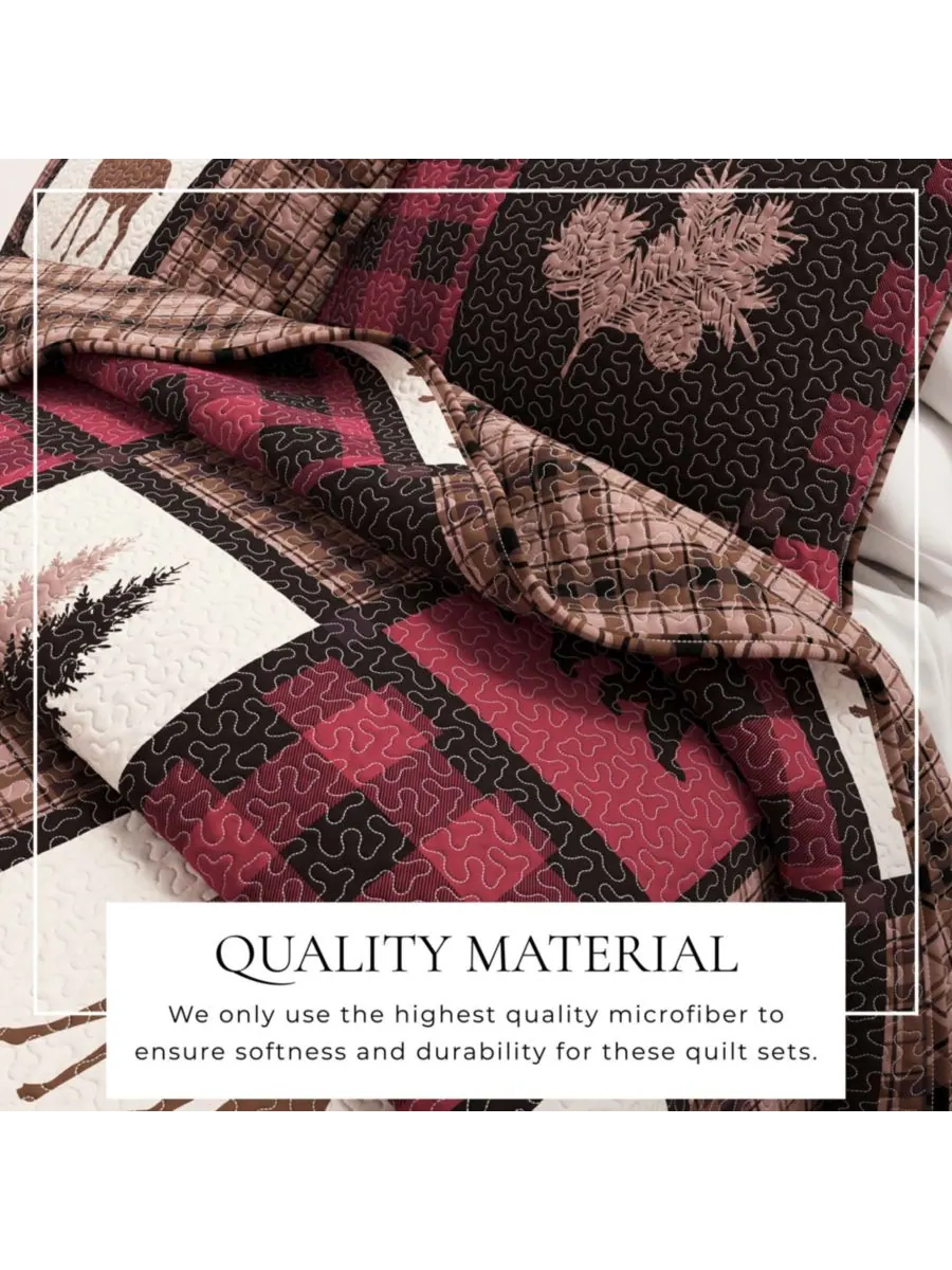 Комплект постельного белья Rustic Lodge All-Season из 3 предметов Linery & Co — изображение 3 из 8, красный/черный