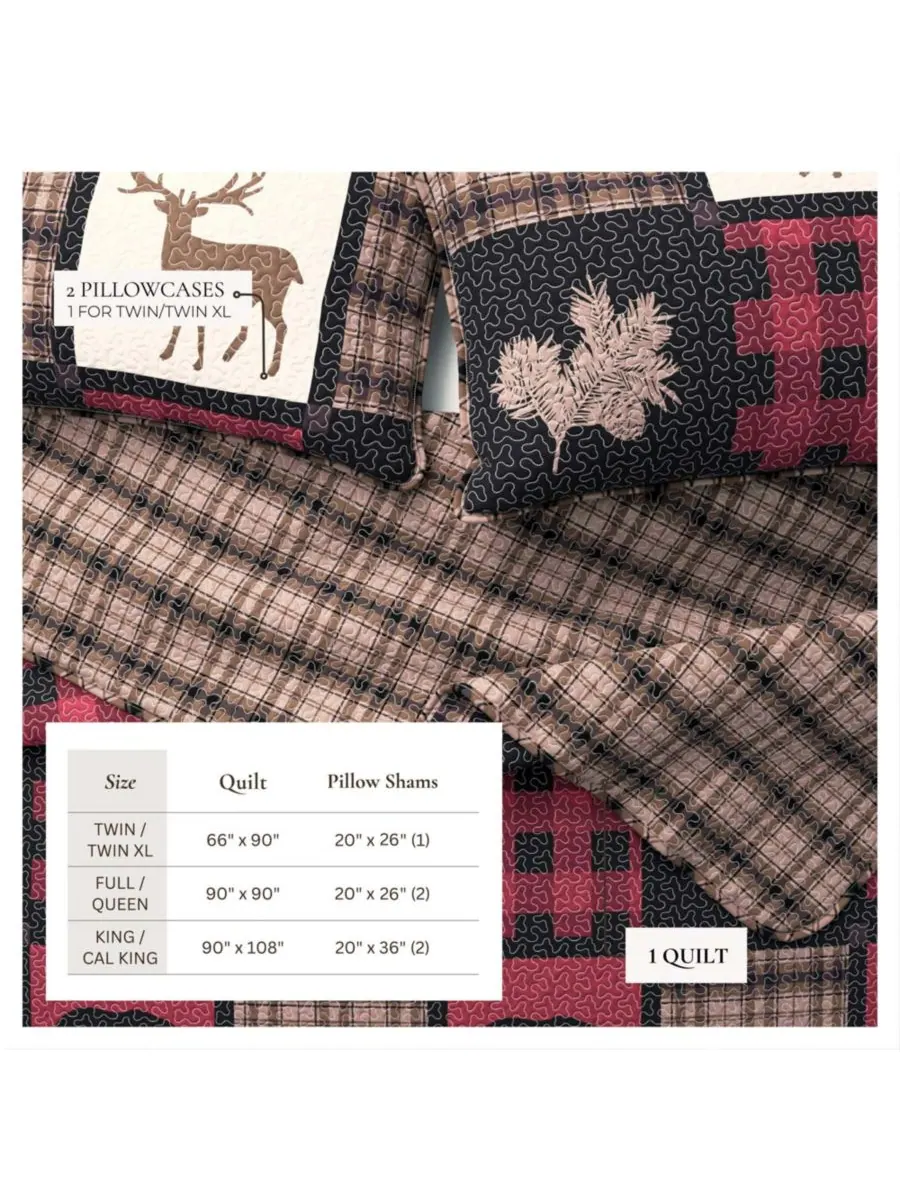 Комплект постельного белья Rustic Lodge All-Season из 3 предметов Linery & Co — изображение 7 из 8, красный/черный