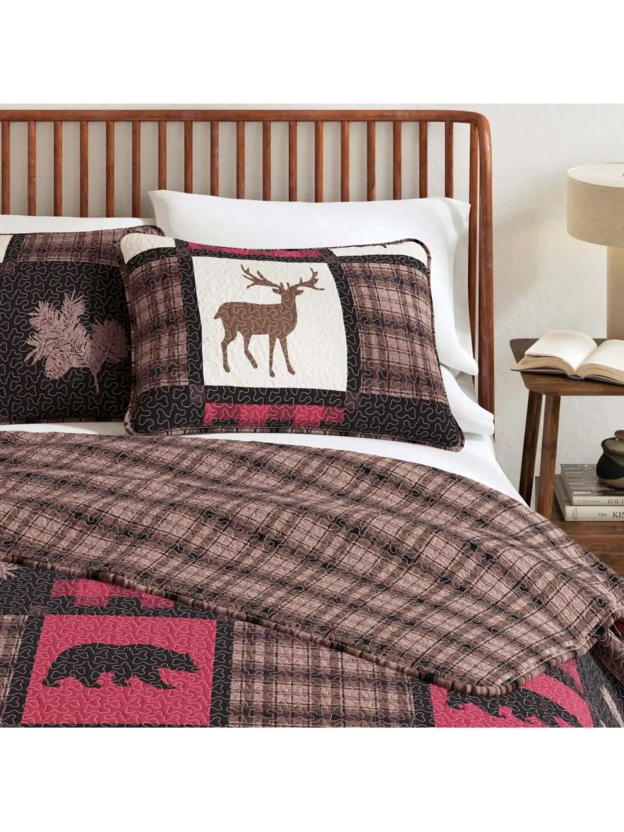 Комплект постельного белья Rustic Lodge All-Season из 3 предметов Linery & Co — изображение 8 из 8, красный/черный