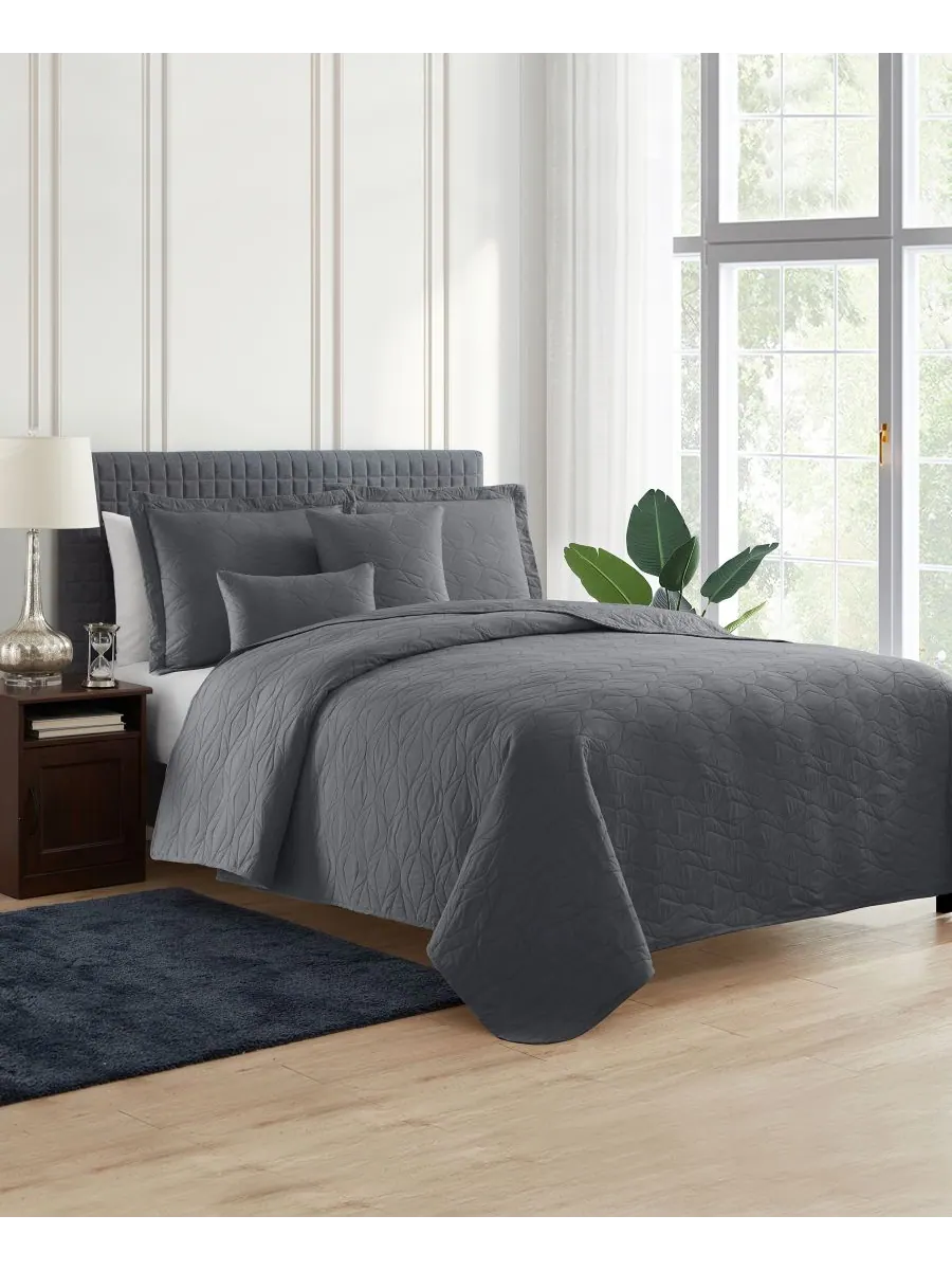 Комплект постельного белья Ellipse Embossed из 5 предметов, размер King/California King Nestl — изображение 1 из 6, серый