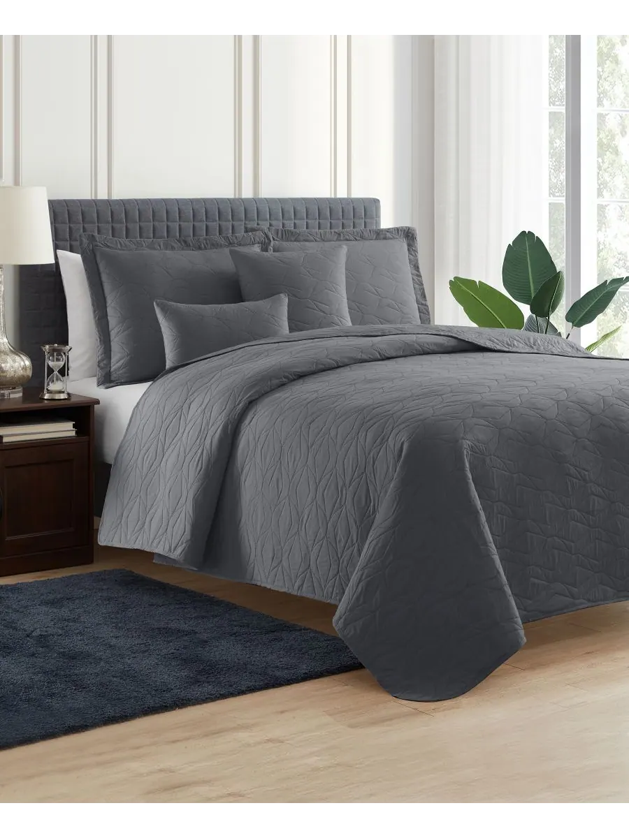 Комплект постельного белья Ellipse Embossed из 5 предметов, размер King/California King Nestl — изображение 5 из 6, серый