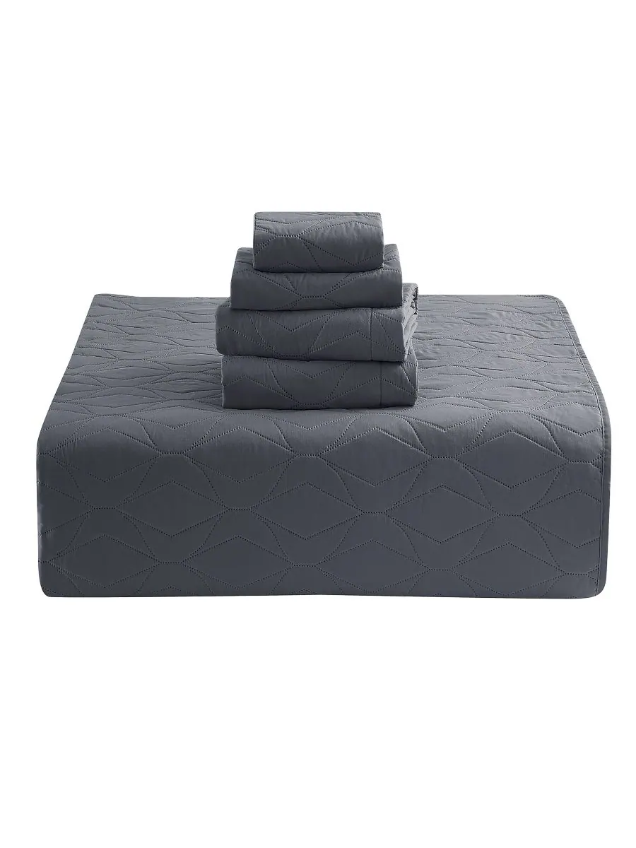 Комплект постельного белья Ellipse Embossed из 5 предметов, размер King/California King Nestl — изображение 6 из 6, серый