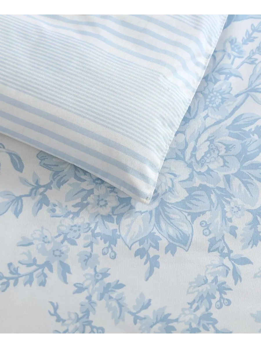 Комплект постельного белья Bedford Cotton, 3 предмета, двусторонний, размер King Laura Ashley — изображение 4 из 9, синий