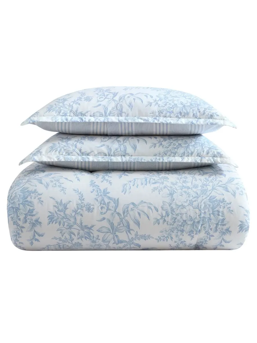 Комплект постельного белья Bedford Cotton, 3 предмета, двусторонний, размер King Laura Ashley — изображение 9 из 9, синий