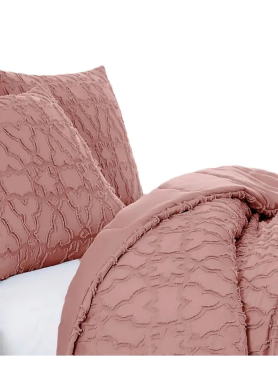 Комплект постельного белья Stella Clipped Jacquard из 3 предметов, размер Twin Southshore Fine — изображение 2 из 6, розовый